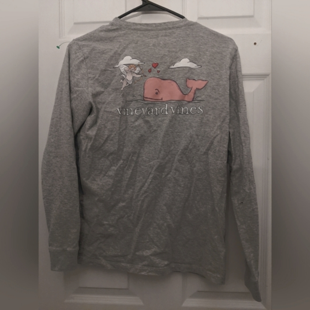Vineyard Vines Cupid Grey Long Sleeve Unisex Tee For Kids (L)